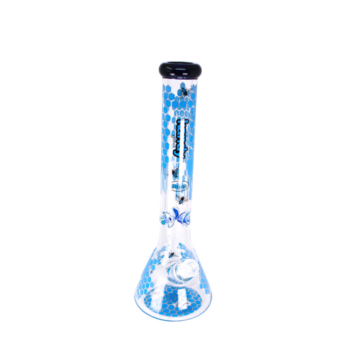 Kandy Glass Water Pipe 15" Beaker Base W/9mm Thickness & Colored Honeycomb Design