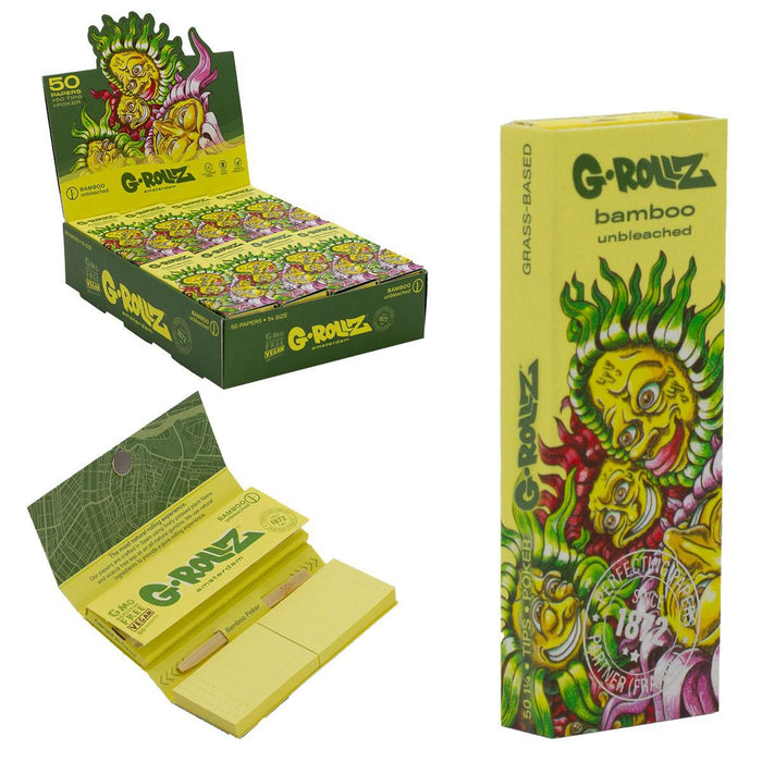G-ROLLZ | Dunkees 'Sun Flowers' Bamboo - 50 1 1/4 Papers + Tips