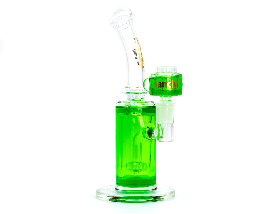 Kandy Glass Water Pipe 8.6" Bent Neck w/ Clear Slitted Perc Open Mouthpiece w/ Glycerin