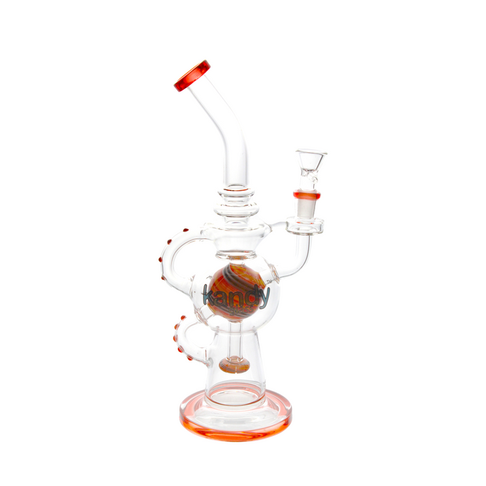 Kandy Glass Water Pipe 11.5" W/Ball Shape Inside, Dual Recycler & Slitted Perc