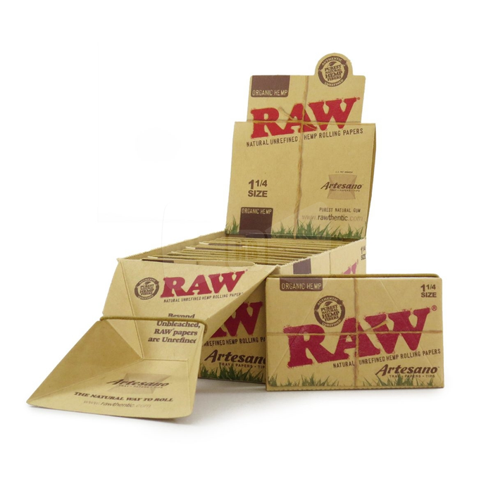 Raw Organic Artesano Tray + Papers + Tips - 15/box 1 1/4